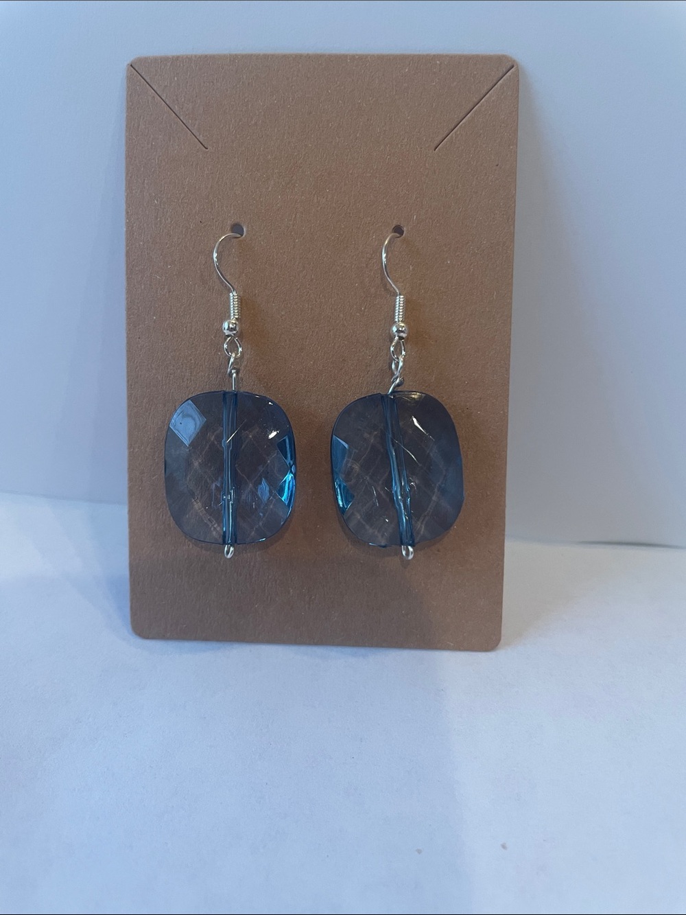 Blue Acrylic Drop Earrings - Unbranded